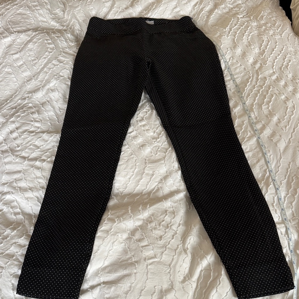 Black Stretchy Polka Dot Pants